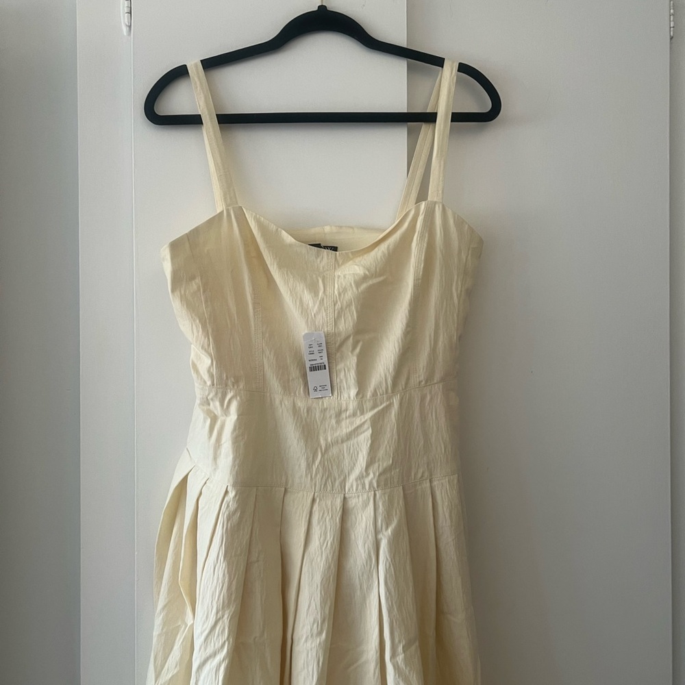 NWT Pleated drop-waist dress in crinkle cotton blend - Picture 6 of 8